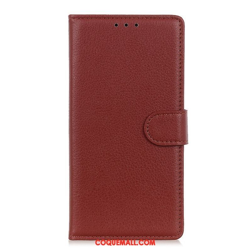 Housse Samsung Galaxy S22 5G Cuir Litchi Traditionnel