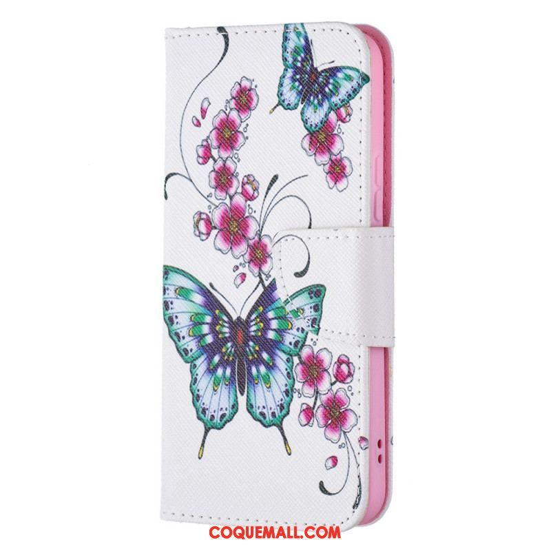 Housse Samsung Galaxy S22 5G Papillons Rois