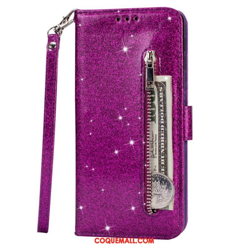 Housse Samsung Galaxy S22 5G Porte-Monnaie Paillettes