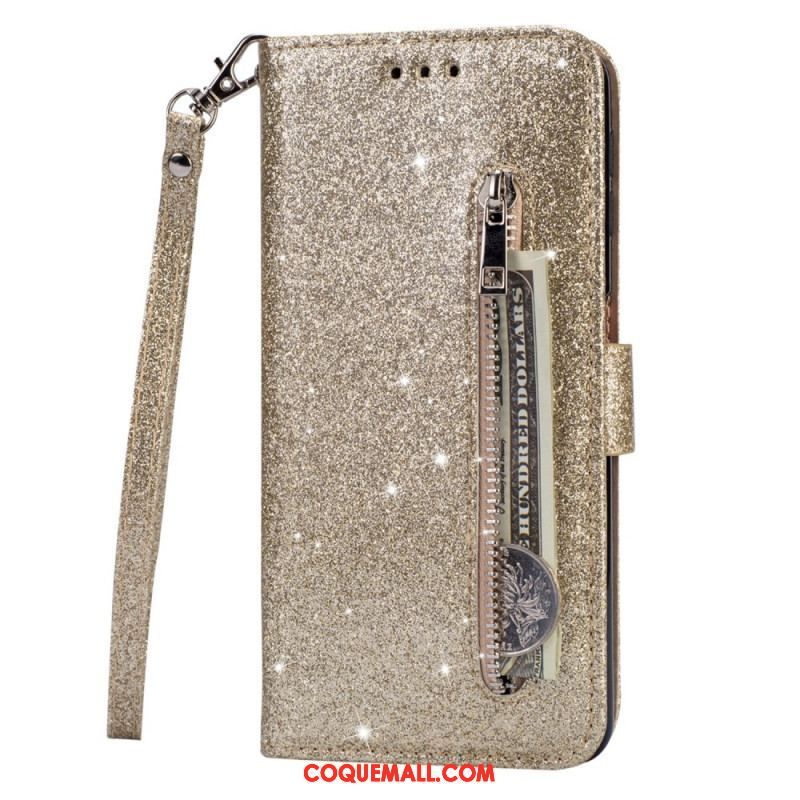 Housse Samsung Galaxy S22 5G Porte-Monnaie Paillettes