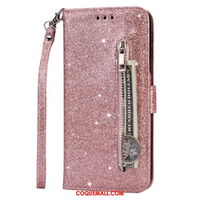 Housse Samsung Galaxy S22 5G Porte-Monnaie Paillettes