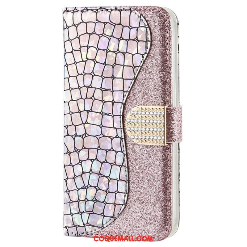 Housse Samsung Galaxy S22 Plus 5G Croco Diamants