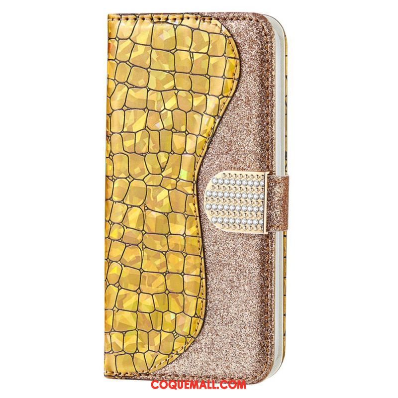 Housse Samsung Galaxy S22 Plus 5G Croco Diamants