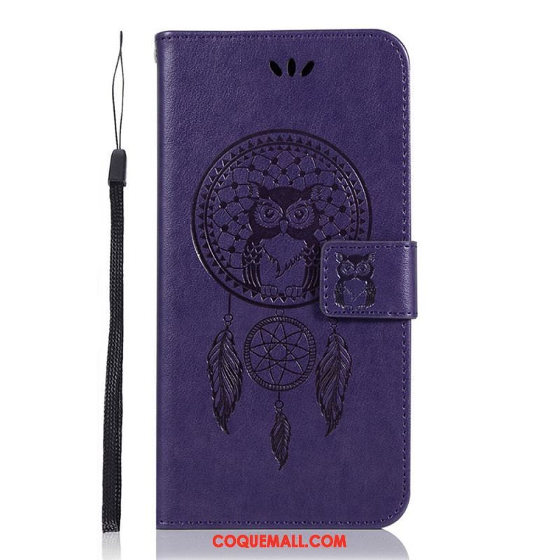 Housse Samsung Galaxy S22 Plus 5G Effet Cuir Attrape Rêves Hibou