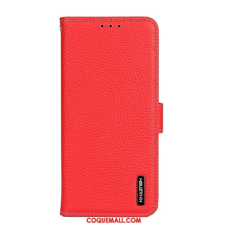 Housse Samsung Galaxy S22 Ultra 5G Véritable Cuir Litchi KHAZNEH