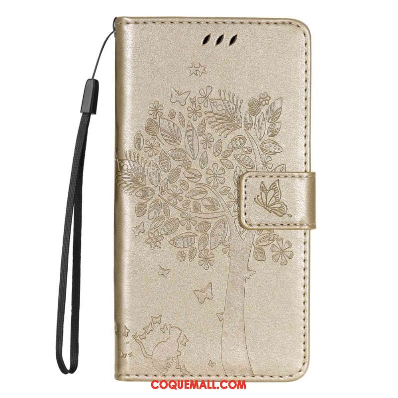 Housse Samsung Galaxy S23 5G Arbre au Chat avec Lanière