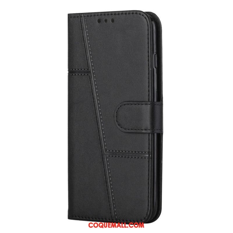 Housse Samsung Galaxy S23 5G Style Cuir Géométrique à Lanière