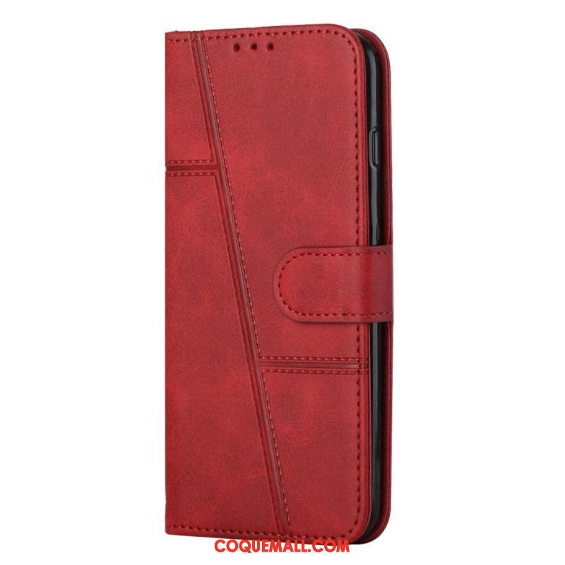 Housse Samsung Galaxy S23 5G Style Cuir Géométrique à Lanière