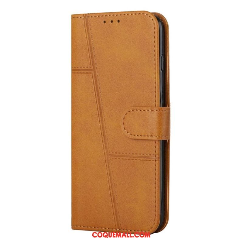 Housse Samsung Galaxy S23 5G Style Cuir Géométrique à Lanière