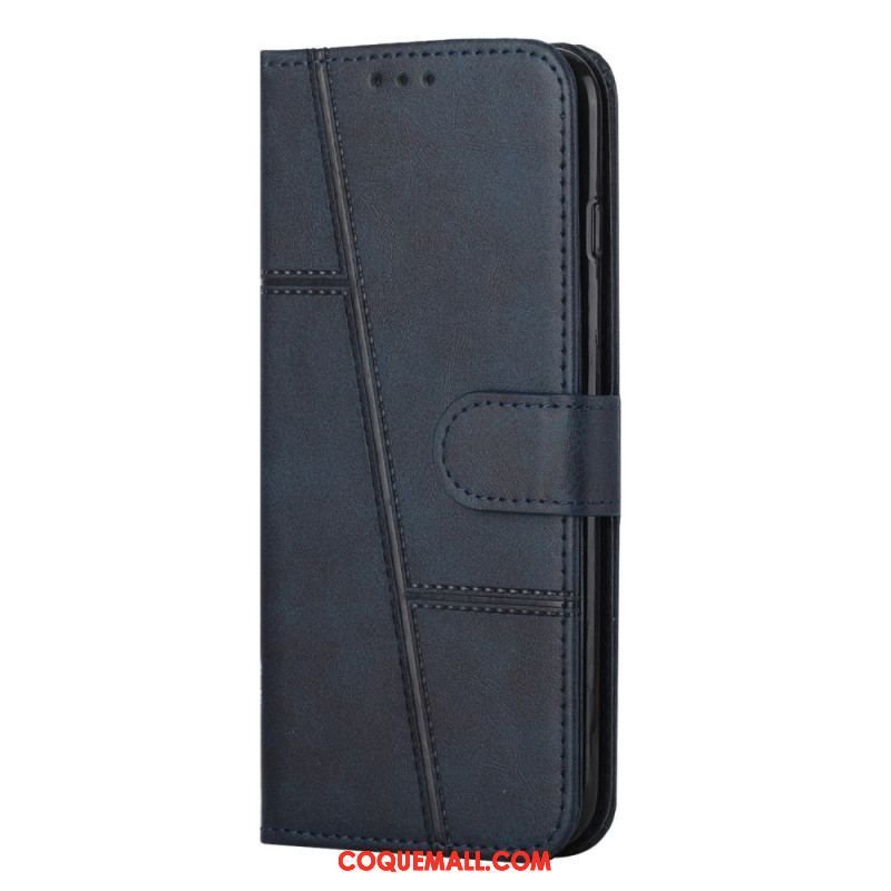 Housse Samsung Galaxy S23 5G Style Cuir Géométrique à Lanière