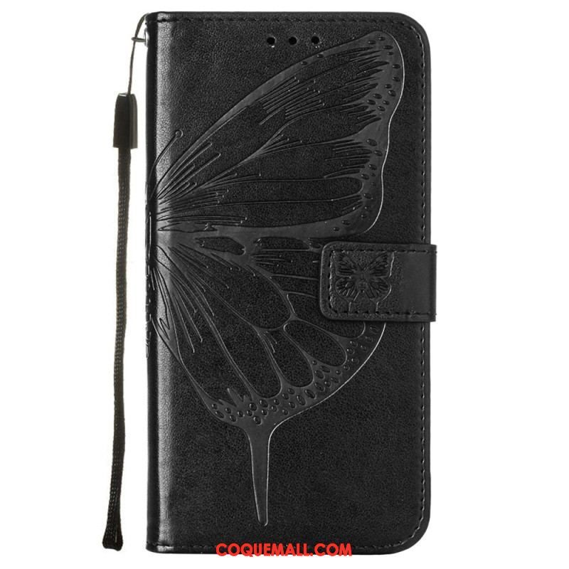 Housse Samsung Galaxy S23 Plus 5G Papillon Baroque à Lanière