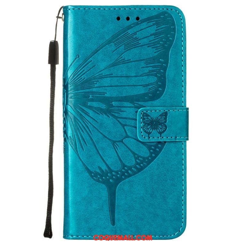 Housse Samsung Galaxy S23 Plus 5G Papillon Baroque à Lanière