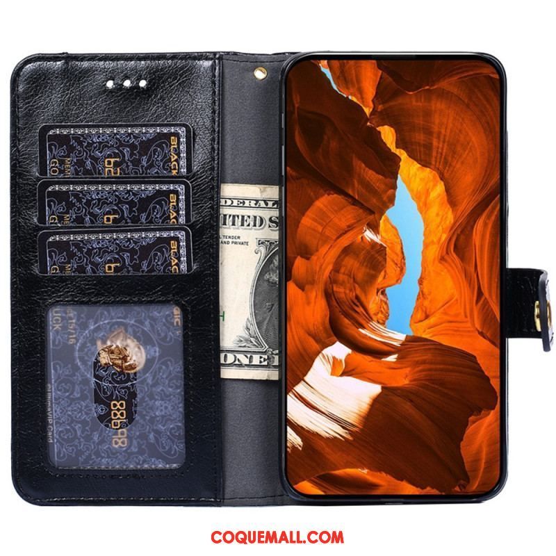 Housse Samsung Galaxy S23 Plus 5G Porte-Monnaie Frontal et Lanière