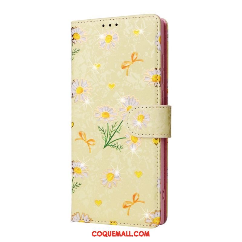 Housse Samsung Galaxy S23 Ultra 5G Fleurs RFID avec Lanière
