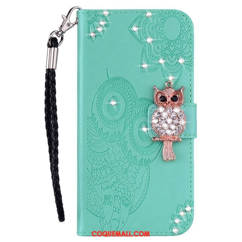 Housse Samsung Galaxy S23 Ultra 5G Hibou Mandala et Breloque