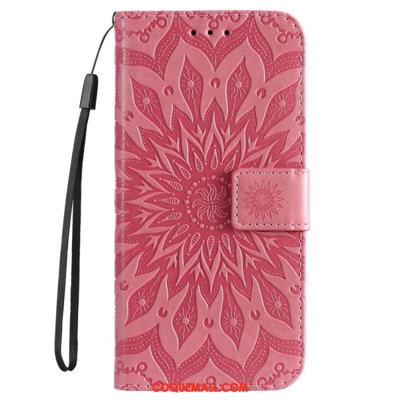 Housse Samsung Galaxy S23 Ultra 5G Mandala Soleil avec Lanière