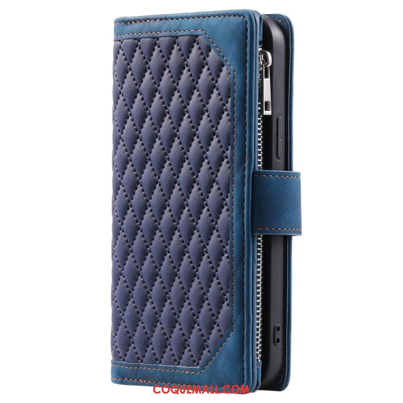 Housse Samsung Galaxy S24 FE Portefeuille Matelassé à Lanière