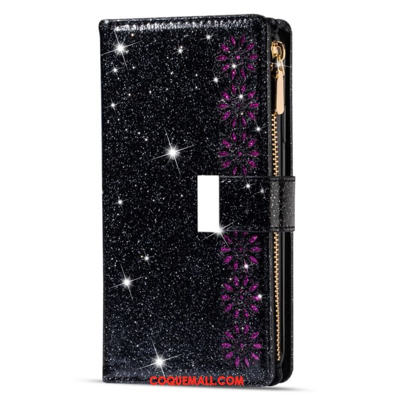 Housse Samsung Galaxy Z Fold 3 5G Paillettes Portefeuille Zip