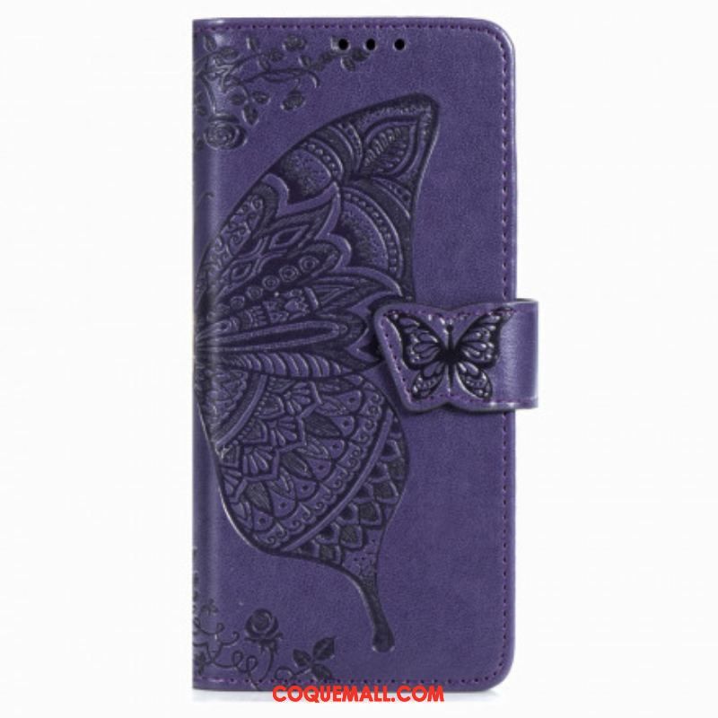 Housse Samsung Galaxy Z Fold 3 5G Papillon Design avec Lanière