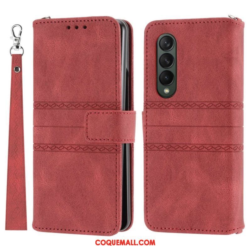 Housse Samsung Galaxy Z Fold 4 Simili Cuir Belt Motif