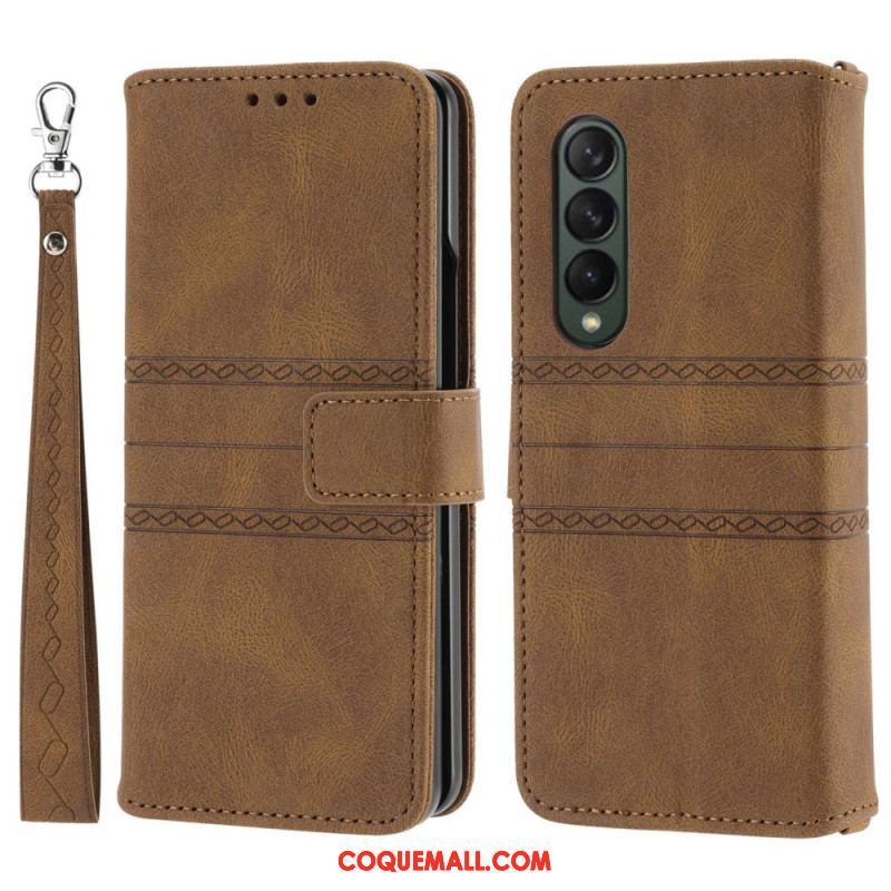 Housse Samsung Galaxy Z Fold 4 Simili Cuir Belt Motif