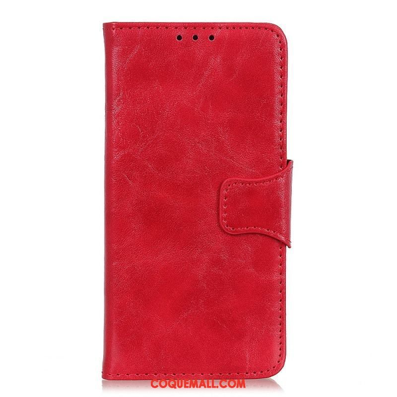 Housse Sony Xperia 1 IV Cuir Fendu Fermoir Vintage