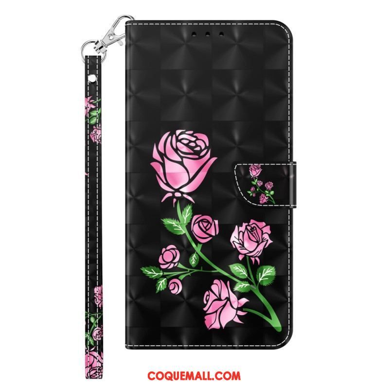 Housse Sony Xperia 1 IV Roses avec Lanière