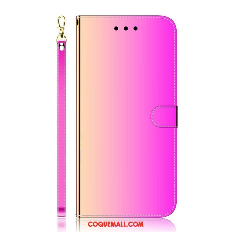 Housse Sony Xperia 1 IV Simili Cuir Miroir à Lanière