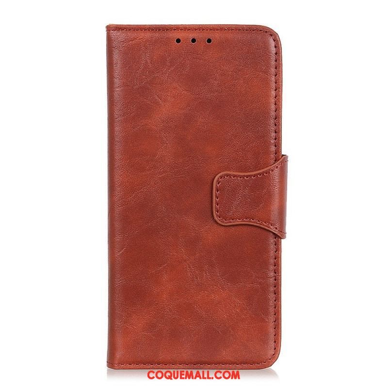 Housse Sony Xperia 10 IV Cuir Fendu Fermoir Vintage