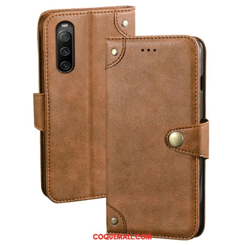 Housse Sony Xperia 10 IV Style Cuir avec Rivets IDEWEI