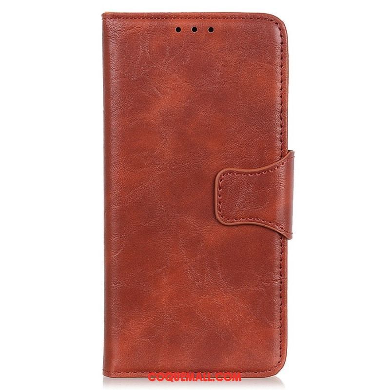 Housse Sony Xperia 5 IV Cuir Fendu Fermoir Vintage