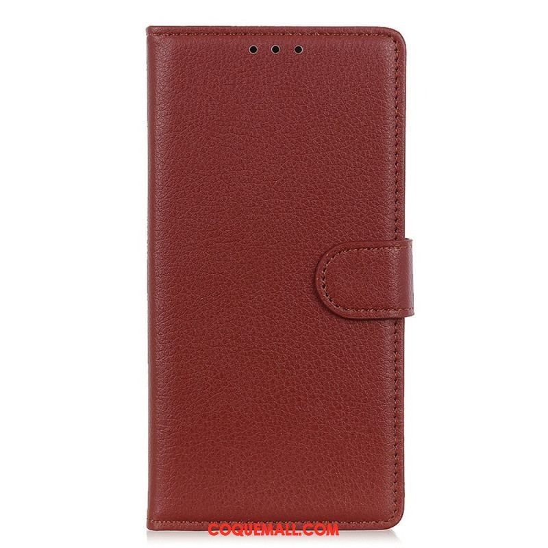 Housse Sony Xperia 5 IV Simili Cuir Litchi Traditionnel