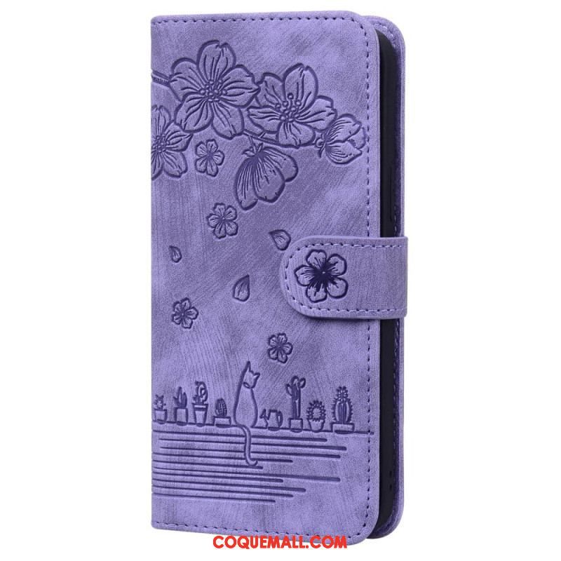 Housse Xiaomi 12 / 12X Chat Floral à Lanière