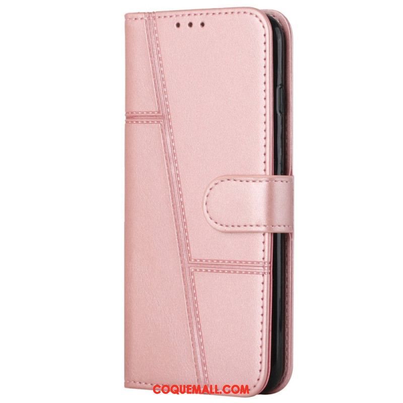 Housse Xiaomi 12 Lite Style Cuir Géométrique à Lanière