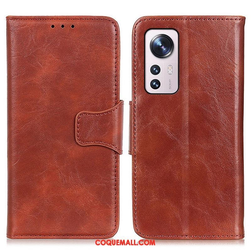 Housse Xiaomi 12 Pro Cuir Fendu Fermoir Réversible