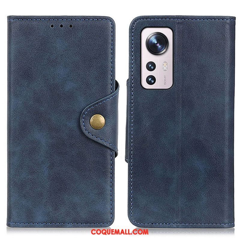 Housse Xiaomi 12 Pro Simili Cuir Vintage et Bouton