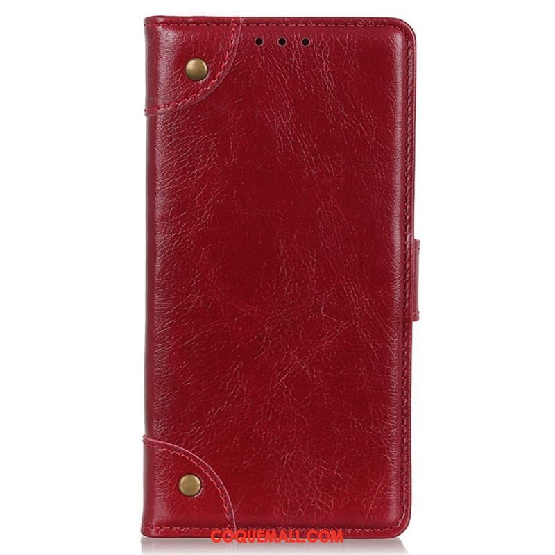 Housse Xiaomi 12T / 12T Pro Style Cuir Nappa Rivets Vintage