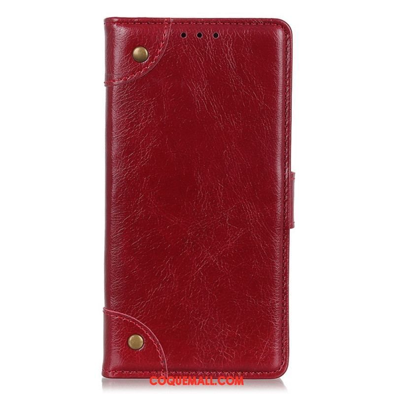 Housse Xiaomi 13 Pro Style Cuir Nappa Rivets Vintage
