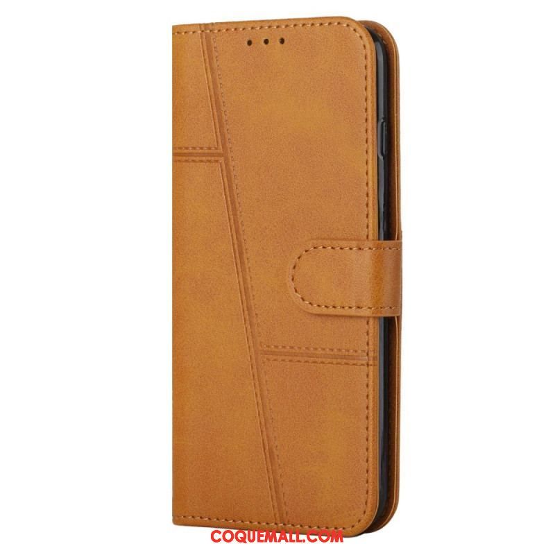 Housse Xiaomi 13 Style Cuir Géométrique à Lanière