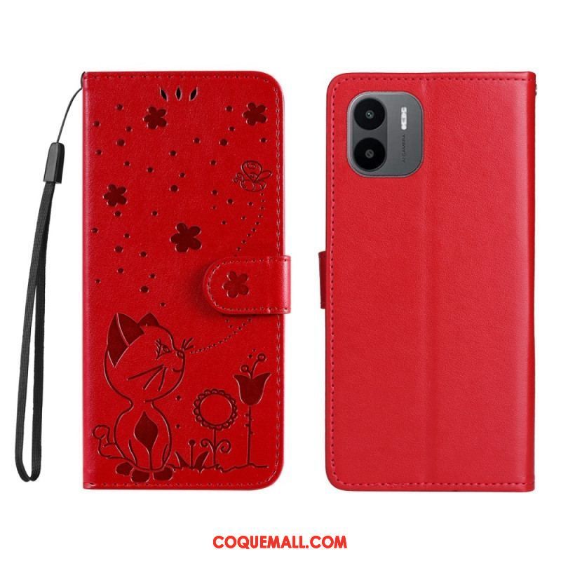 Housse Xiaomi Redmi A1 Chat et Abeille à Lanière