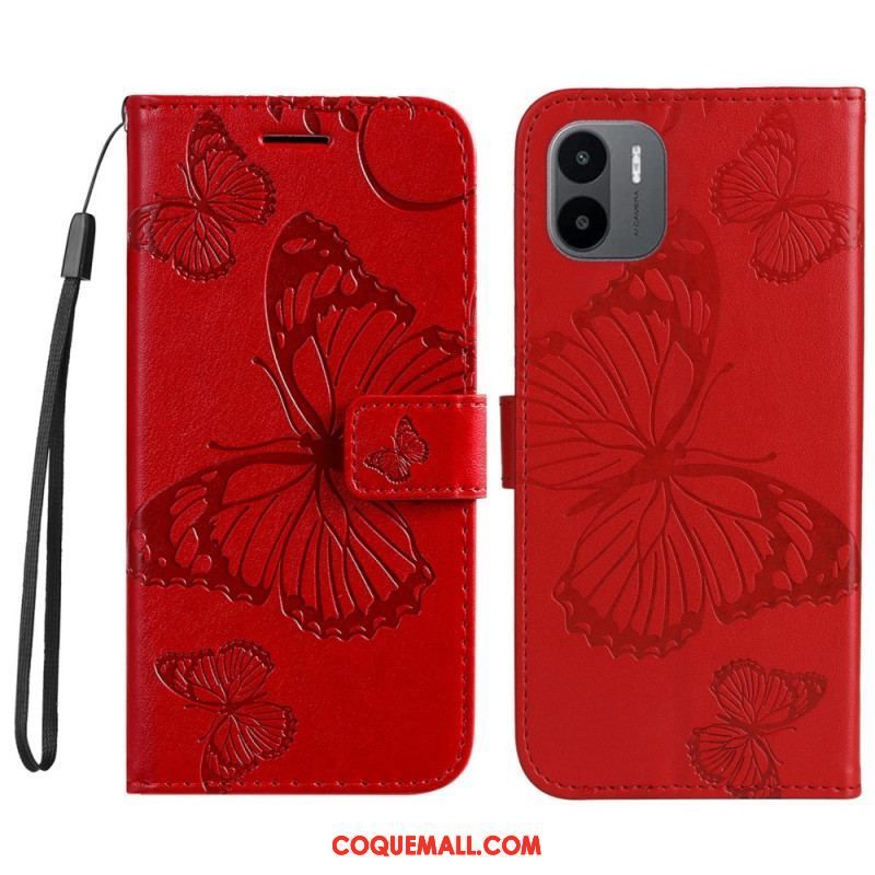 Housse Xiaomi Redmi A1 Papillons Géants à Lanière