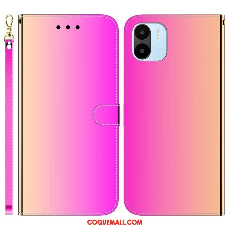 Housse Xiaomi Redmi A1 Simili Cuir Miroir avec Lanière