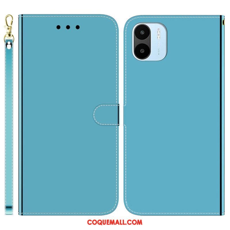 Housse Xiaomi Redmi A1 Simili Cuir Miroir avec Lanière