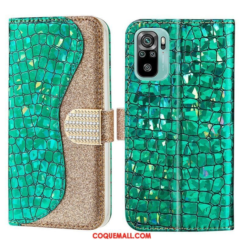 Housse Xiaomi Redmi Note 10/10S/Poco M5s Croco Diamants