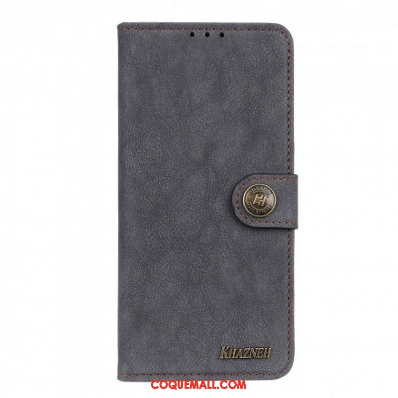 Housse Xiaomi Redmi Note 10/10S/Poco M5s Cuir Fendu Rétro KHAZNEH