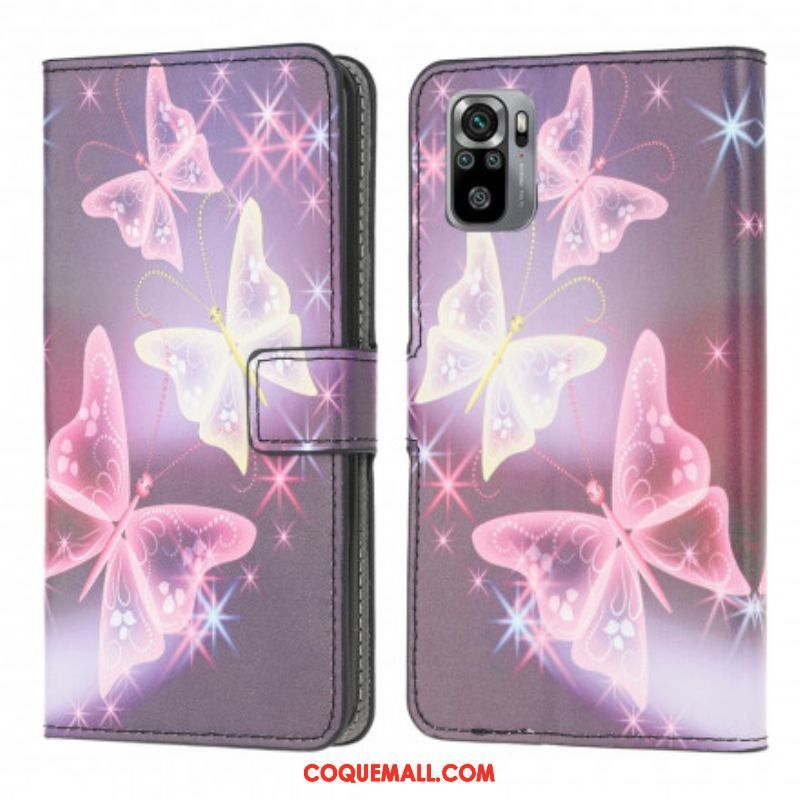 Housse Xiaomi Redmi Note 10/10S/Poco M5s Papillons et Fleurs