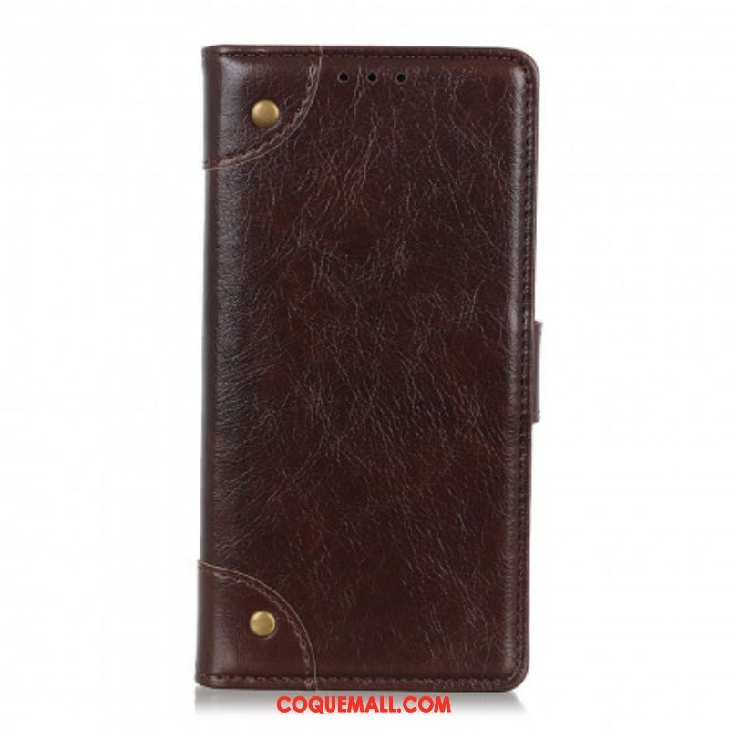 Housse Xiaomi Redmi Note 10 Pro Style Cuir Nappa Rivets Vintage