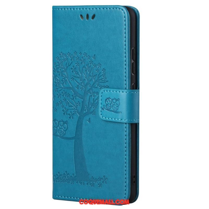 Housse Xiaomi Redmi Note 11 Pro / Note 11 Pro 5G Arbre et Hiboux à Lanière