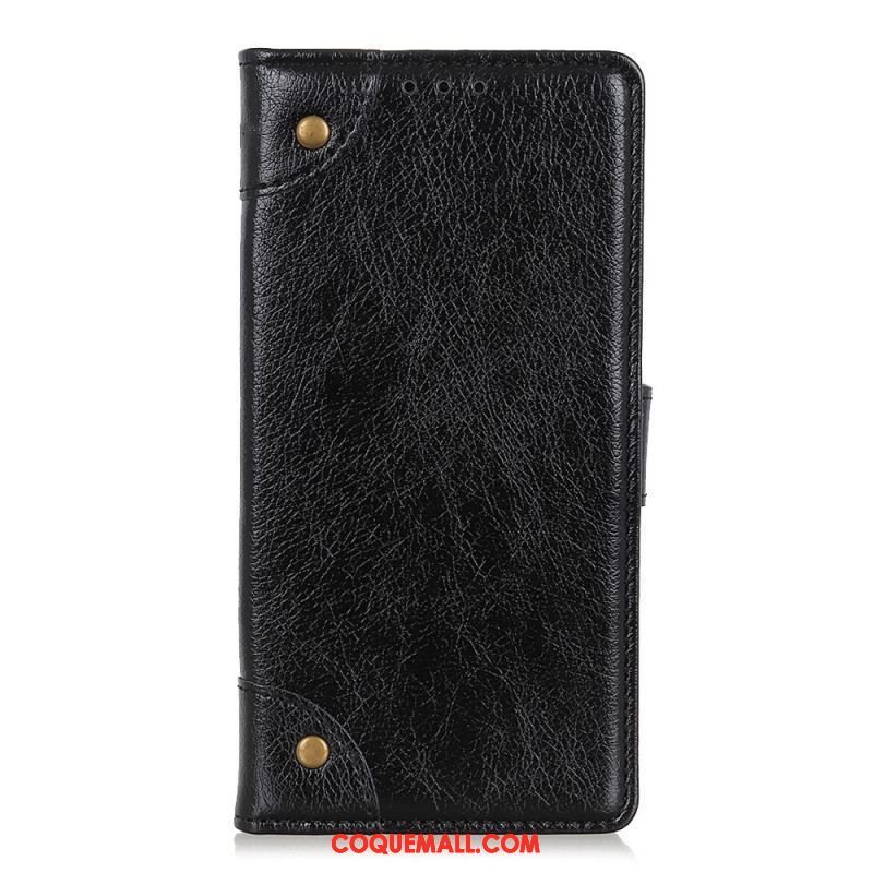 Housse Xiaomi Redmi Note 11 Pro / Note 11 Pro 5G Style Cuir Nappa Rivets Vintage