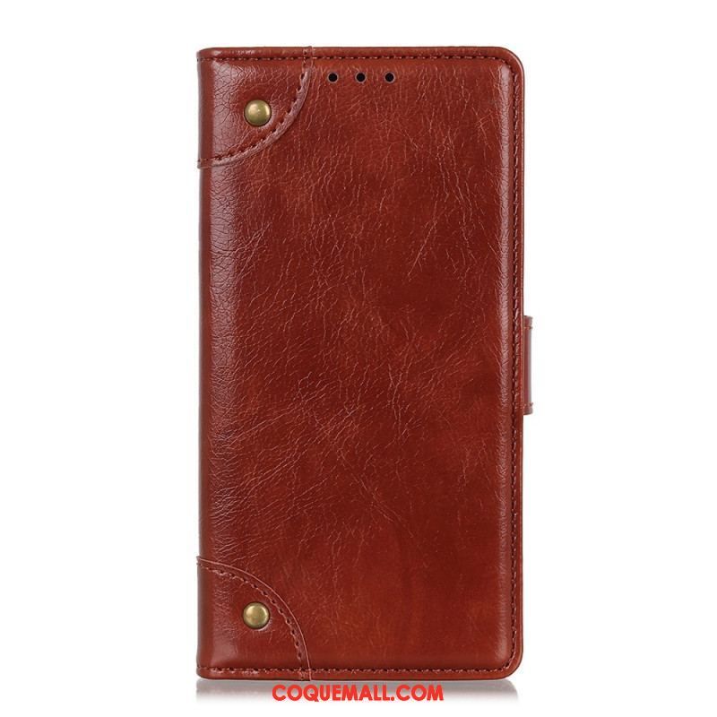 Housse Xiaomi Redmi Note 11 Pro / Note 11 Pro 5G Style Cuir Nappa Rivets Vintage